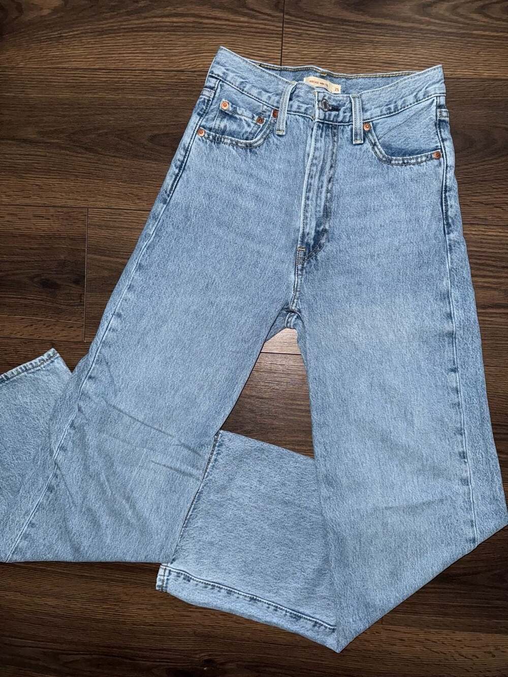 Levis Ribcage Wide Leg Light Wash Denim Jeans Size 25